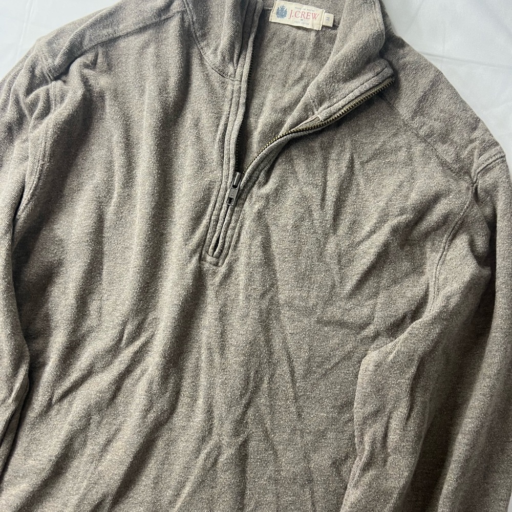 J. Crew Men's Taupe Zip-Up Sweater